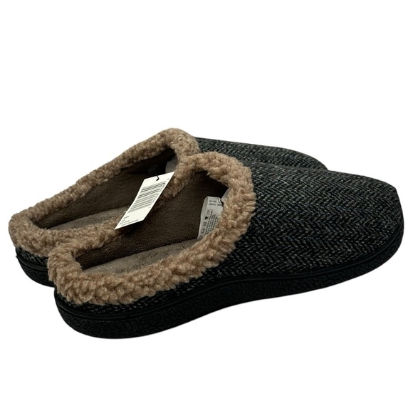 Mens New Isotoner Memory Foam Comfort Slippers Ash Gray Size Large Durable Sole - Picture 5 of 12